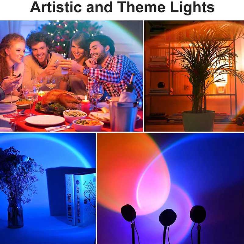 Sunset Projector Lamp Rainbow Atmosphere Night Light Sunset Light For Bedroom Room Decor Decoration Background Wall Table Lamp XJ250710