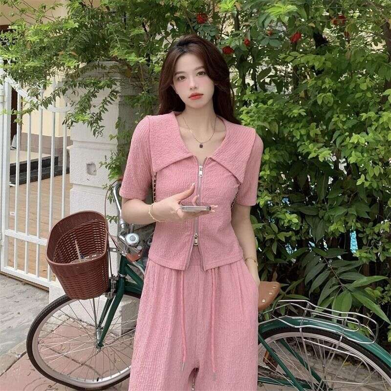 Petite Outfit Sports Casual For Women Autumn New Slimming Hooded Sweatshirt Wide-Leg Pants Two-Piece Set B5