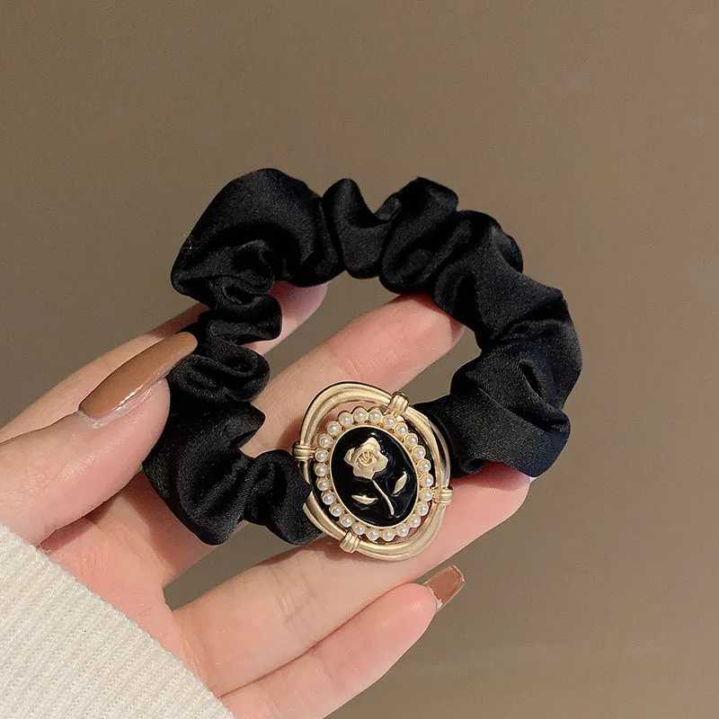 2024 Luxury Jewelry New Headwear Rose Hair Loop High End Large Intestine Hair Band Rubber Band Womens Tie Hair Rope Y250711