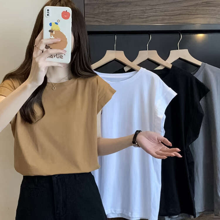 Design Sense Small Flutter T-Shirt Women's Summer New Loose Outerwear Base Shirt Short Sleeve Student Top Trendy B5