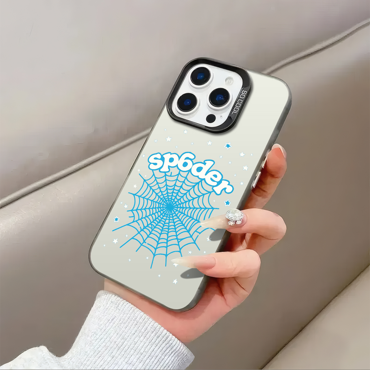 Blue Spider Web Stars pattern phone case for iPhone 16/ 16 Pro/ 16 Plus/ 16 Pro Max 15/ 14/ 13/ 12/ 11/ x/ xs/ xr/ xs max, Members Day