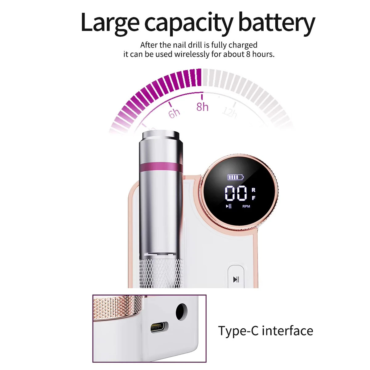 35000rpm Portable Electric Nail Grinding Machine Mute Rechargeable E-File for Manicure 250711