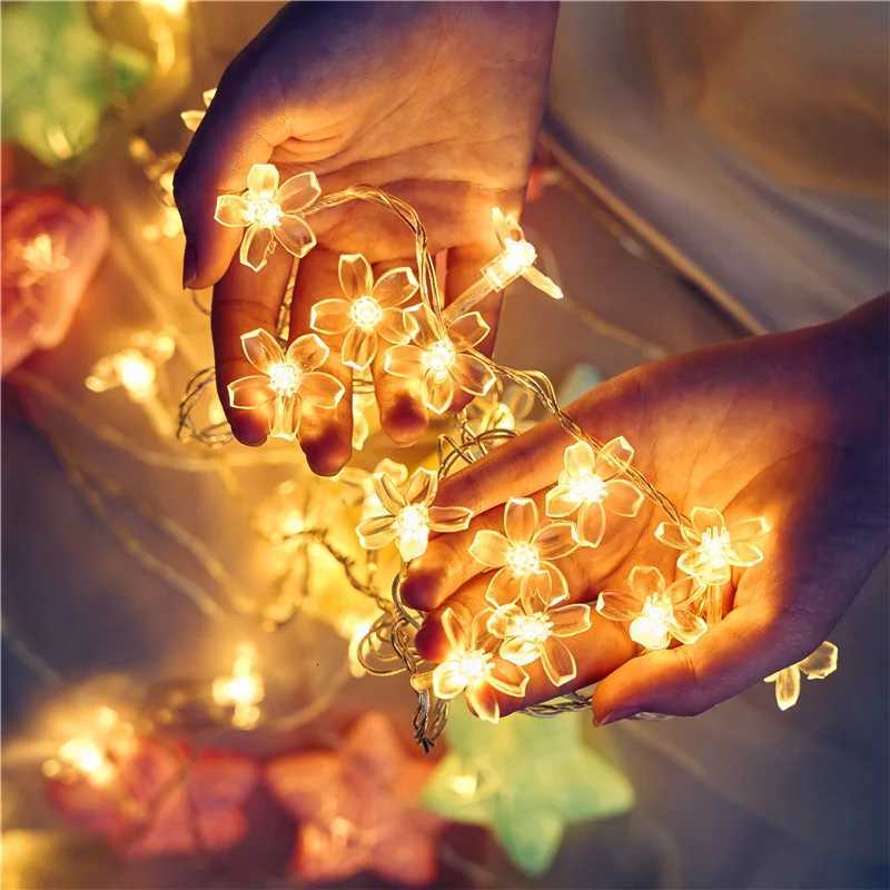 Flower Fairy Lights Battery Operated String Lights Waterproof 10/20/40/80 LED Cherry Blossom Lights For Party Wedding Decor XJ250710