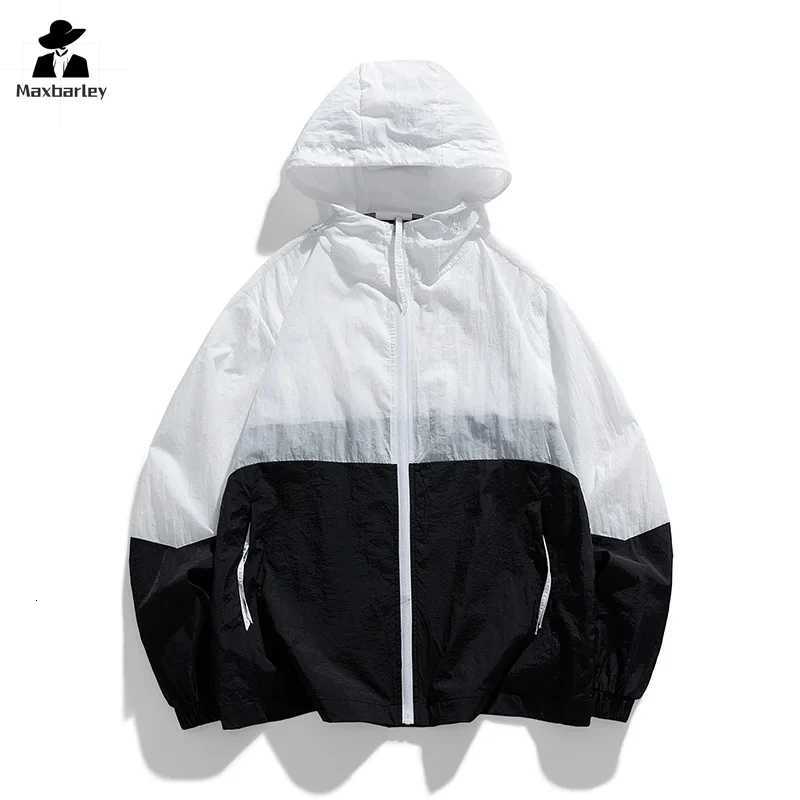 Gorpcore Hooded Windbreaker Men Women Lightweight Breathable UV Sunscreen Skin Coat Summer Colorblock Mountaineering Jacket W250711