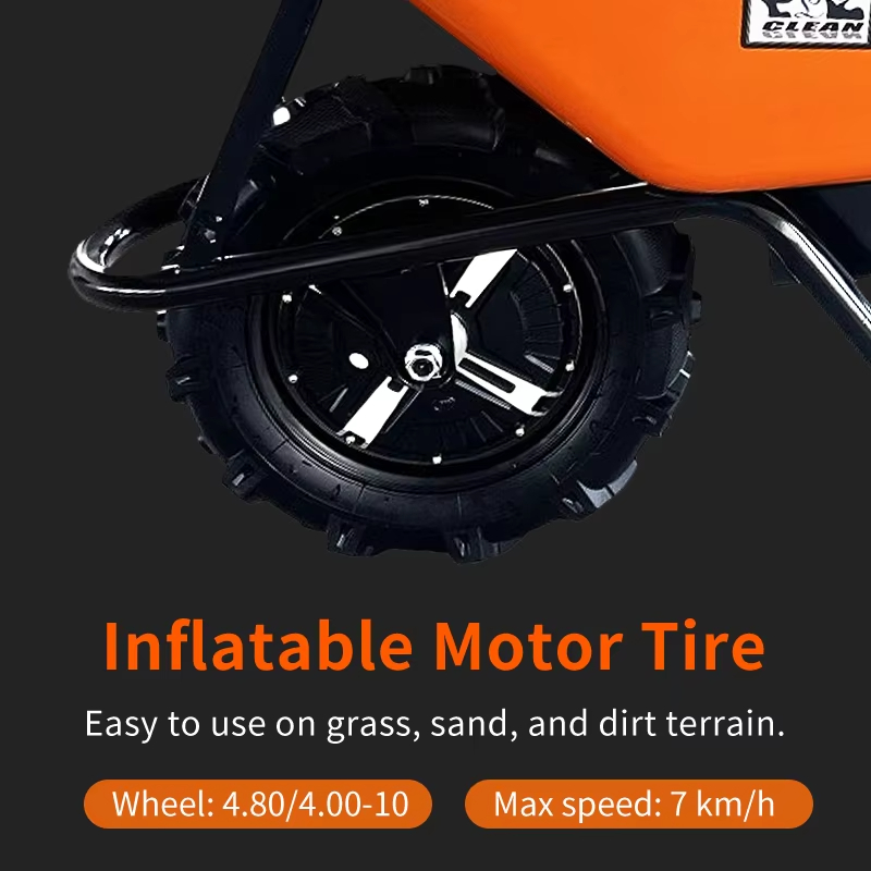 330 lbs Electric Battery Powered Wheelbarrow Dump Cart Handcart Wheel Up to 8 Hours Running Chargeable Battery