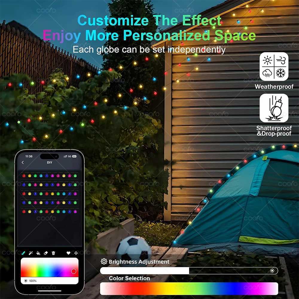 2812B RGB LED String Garland Light 10m 5m Smart IC APP Bluetooth Remote Fairy Lights Dreamcolor Garden Party Christmas Decor XJ250710