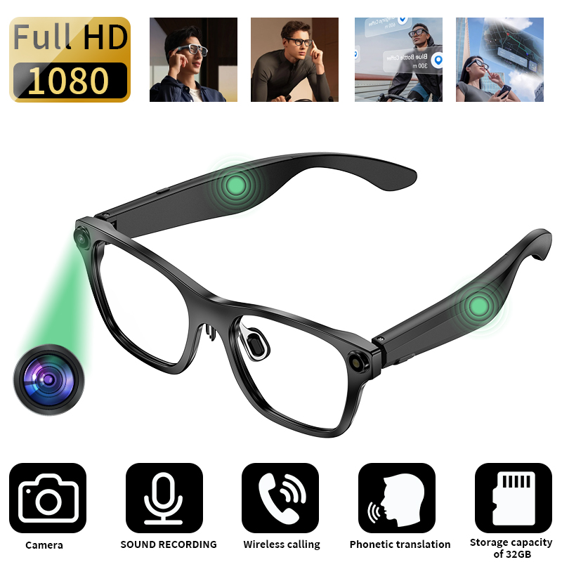 LIGE smart glasses AI translation glasses blue light filtering lenses Wireless call, music control, multi-language translation, AI intelligent voice
