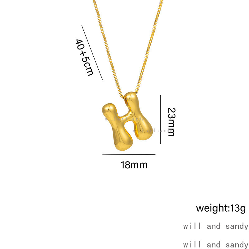 26 Glossy Balloon Bubble English Initial Name Necklace Designer 18k Gold Chunky Alphabet Letter Necklaces for Woman Girls Birthday Gift Hiphop Fine Je
