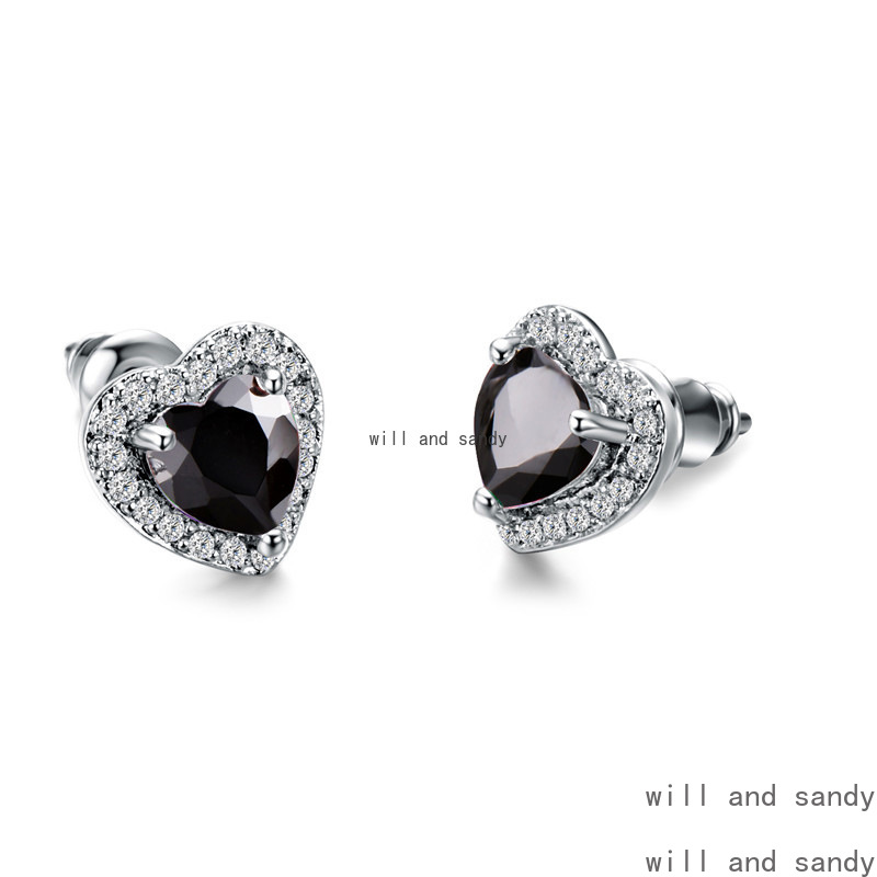Cubic Zircon Love Heart Stud Earrings Designer Jewelry Sterling Silver CZ Crystal Flower Water Drop Leopard Ear Rings Dangle for Women Topaz Fine Jewe
