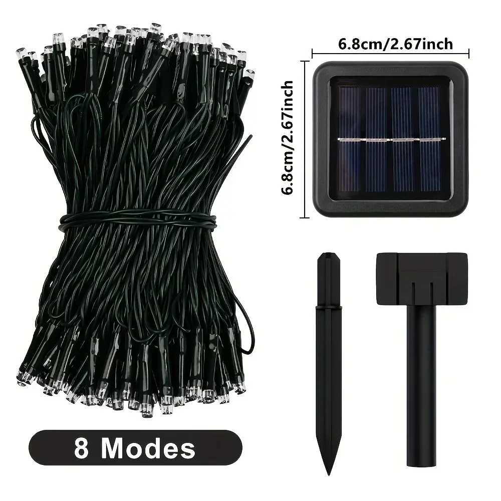 50/100 LED Solar Powered Fairy Lights 8 Lighting Modes IP65 Waterproof Outdoor String Lights for Garden Wedding Christmas Decoration XJ250710