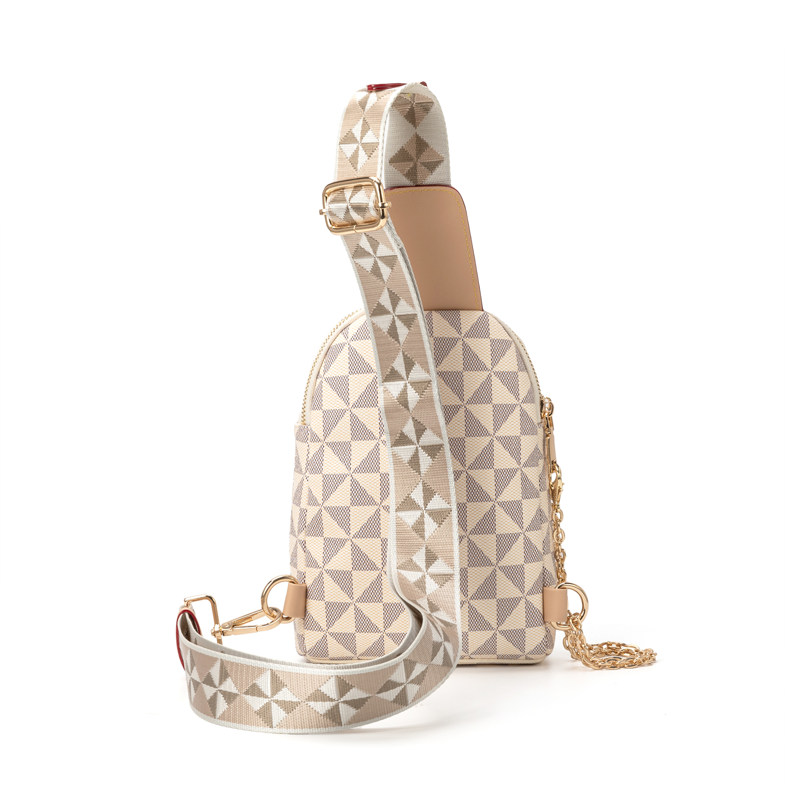 Designer bag free shipping Geometric Pattern Sling Bag Chain Decor Adjustable Strap student schoolbag