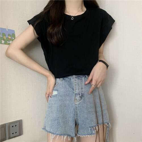 Design Sense Small Flutter T-Shirt Women's Summer New Loose Outerwear Base Shirt Short Sleeve Student Top Trendy B5