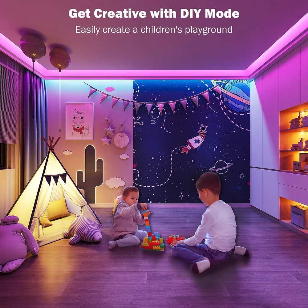 Led Lights for Bedroom 5050 RGB Strip Music Sync Color Changing With Remote and App Control Strips Room Home TV Party DecorationXJ250710