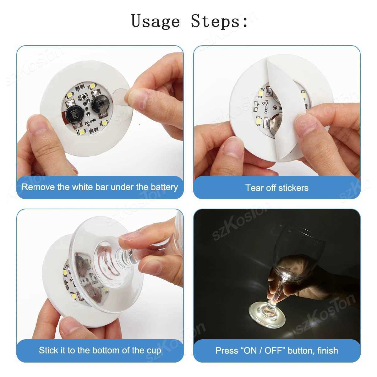 1-200PCS LED Bottle Coaster Lamps Luminous Cup Stickers Lights for Bar KTV Wedding Party Cocktail Drink Cups Vase Decoration XJ250710