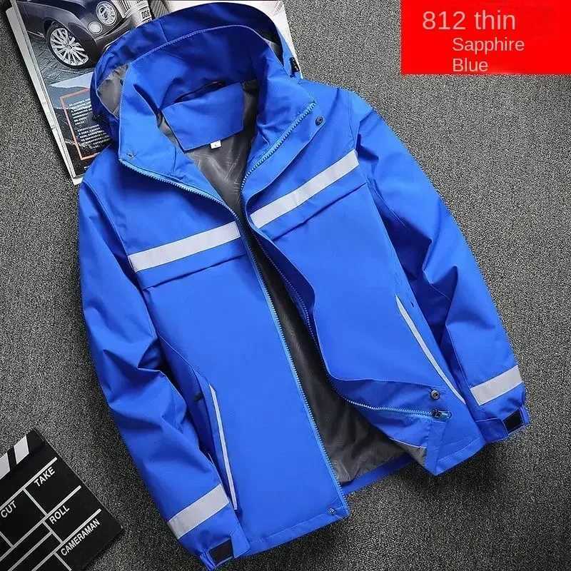 New Mens Jacket Patchwork Fashion Reflective Striped Hooded Coat Outdoor Mens Clothing Sports Zipper W250711