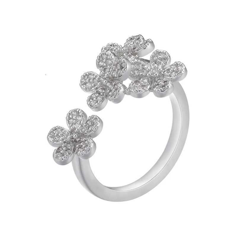 ZHUKOU romantic flower rings for women Cute delicate Women rings modern minimalist opening rings Christmas gift wholesale Y250711