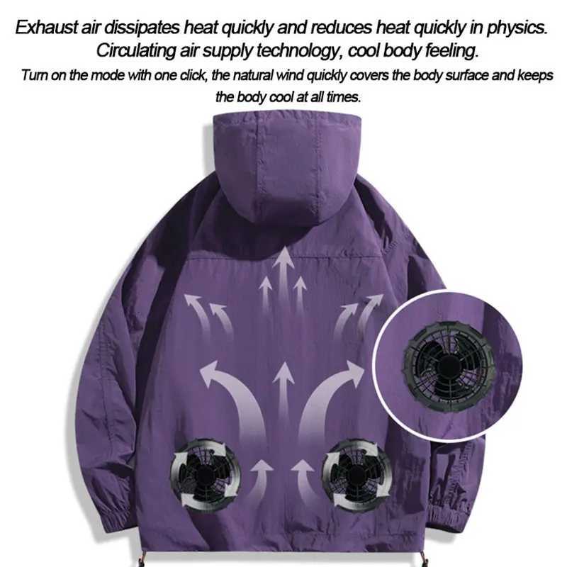 Summer Ice Cool Jacket Men Women Air Fan Clothing UV Sun Protection Lightweight Outdoor Clothes Windproof Cooling Apparel Coat W250711