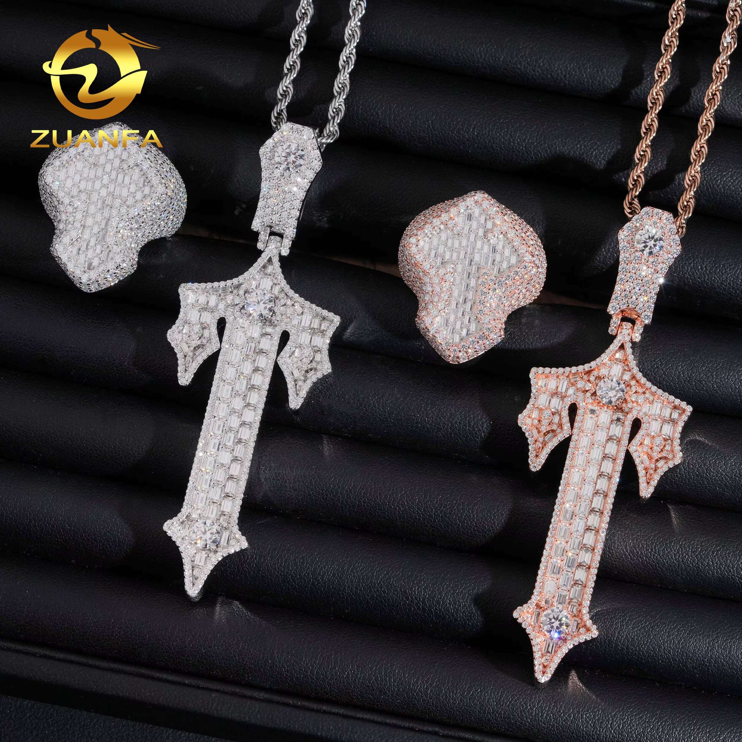 Pass Diamond Tester 925 Silver Fine Jewelry High Quality Hip Hop Cross Pendant Mens Moissanite Ring