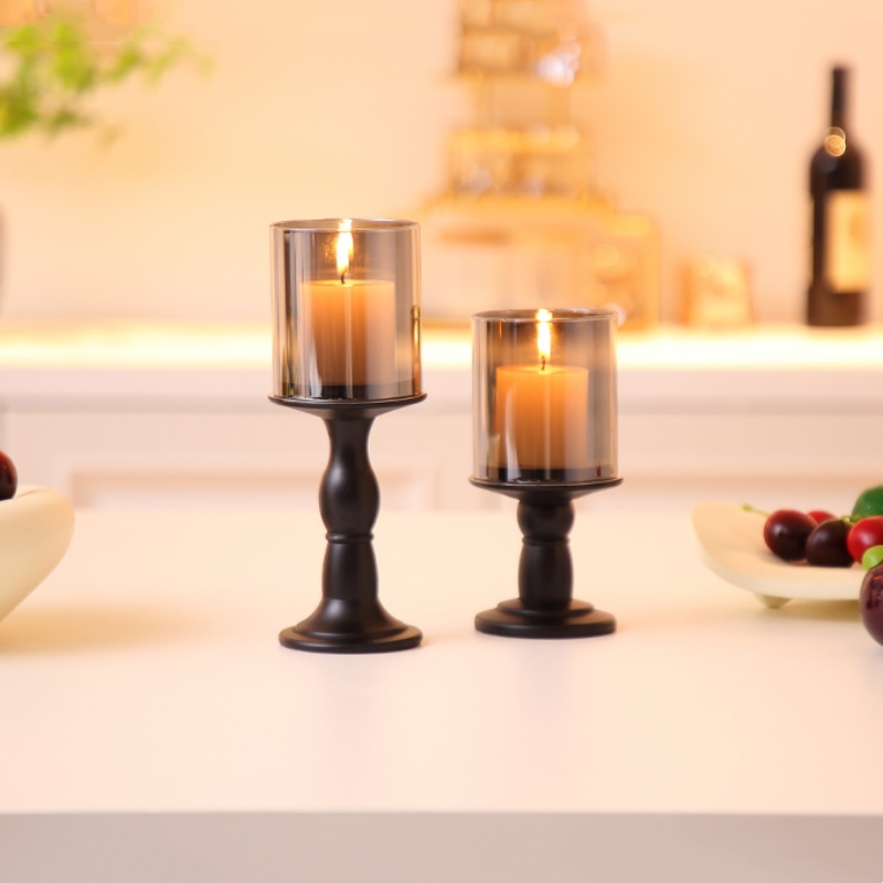 Vintage Metal Holders Black Roman Column Candelabrum Centerpieces Candle Stick Holder Home Decoration Accessories XJ260305