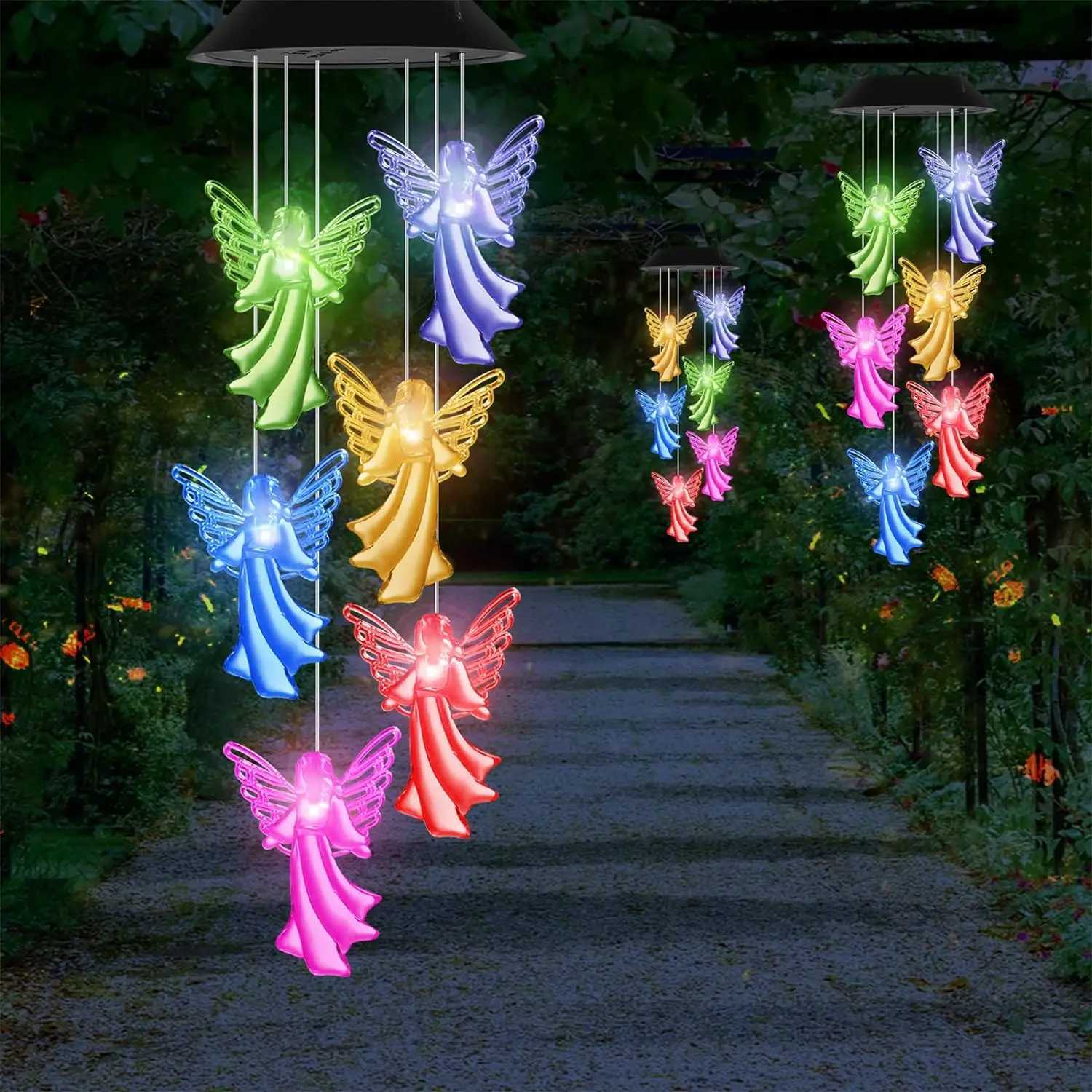LED Solar Variable Light Waterproof Color Gradient Butterfly Angel Wind Chime Light for Courtyard Garden Lawn Porch Deck mom XJ250710