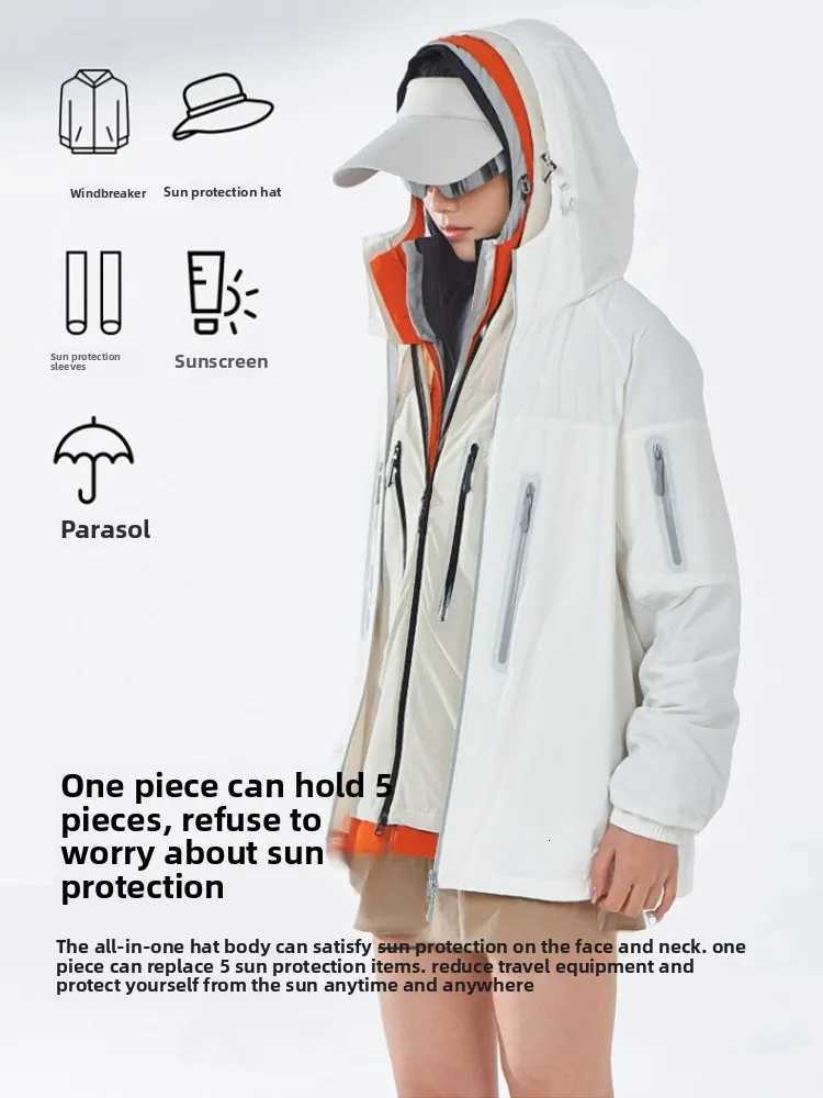 Summer Ice Silk Windbreaker Trendy Outdoor Mountaineering Travel Windproof Waterproof Hooded Jacket UV Slim Fit Versatile Coat W250711