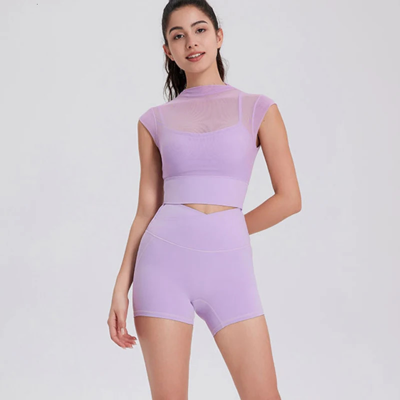 Summer Sexy Mesh Sports TShirt Vest Yoga Wear Women Running QuickDry Sleeveless Fixed Pad Training Pilates Fitness Top Shirt 250708