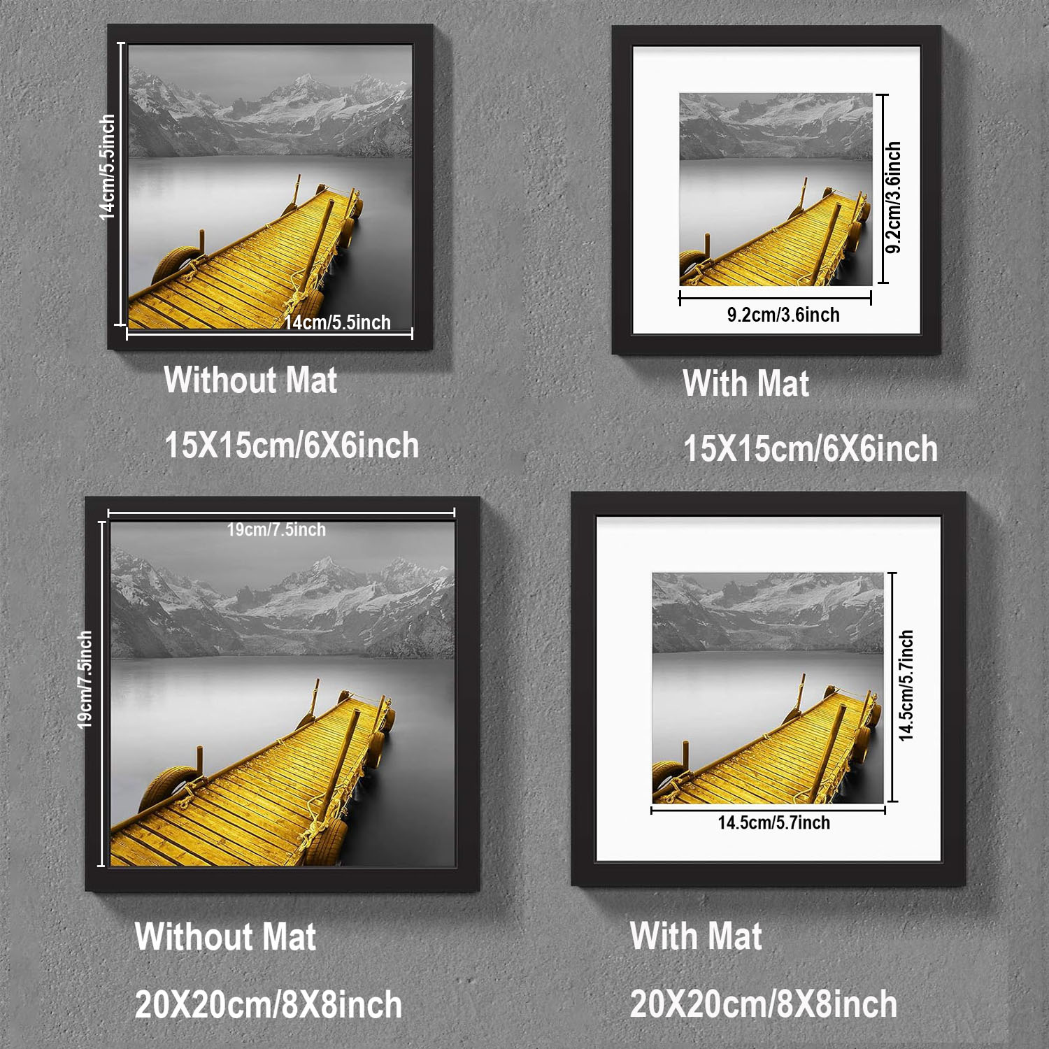 Square Wall Hanging With Mat 20X20cm Wood Picture Frame Stand For Pictures Photo Decor Commemorative Gift H260306