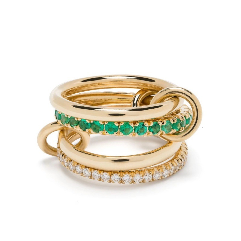 luxury jewelry designer jewelry Cross-Border Hot-Selling Light Luxury High-Grade Copper Inlaid Zircon Multi-Color Surround Ring Creative Personality T