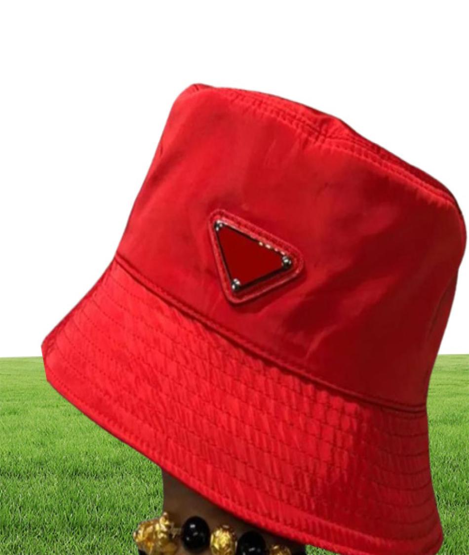 Luxury Nylon Bucket Hat For Men and Women High Quality Designer Ladies Mens Spring Summer Colorful Red Leather Metal Sun Hats New 6416969