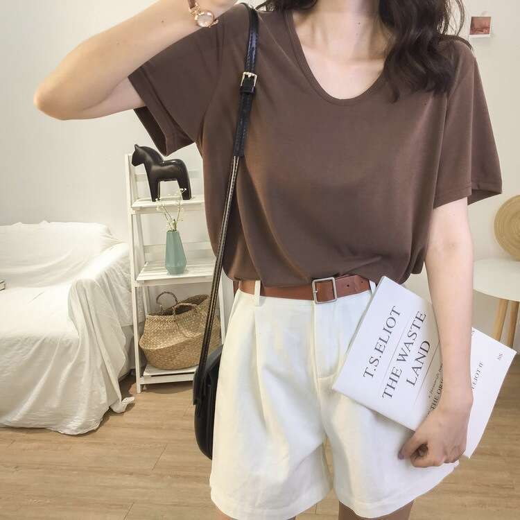 Summer New Loose Short Sleeve Women's T-Shirt Trendy V-Neck Student Top Female Internet Celebrity Slimming B5