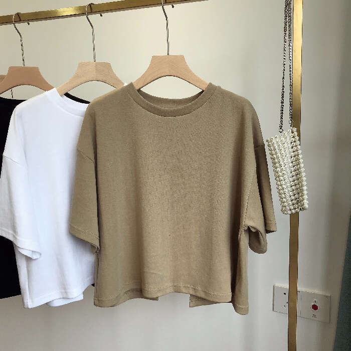 Backless T-Shirt Sweet And Spicy Style Korean Version Summer New Round Neck Loose Fit Hot Girl Short Sleeve Top For Women Trendy B5