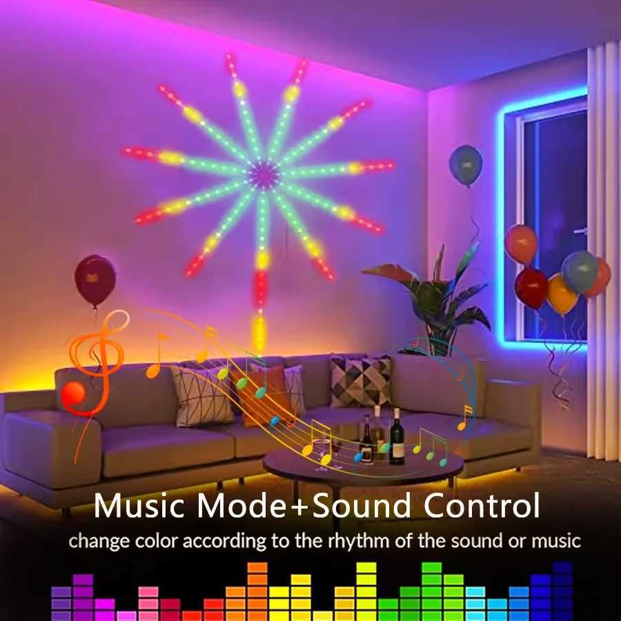LED Firework Strip Lights RGB Bluetooth APP Control Neon Strip USB 5V Smart Atmosphere Light Sync Music Room Decor LightXJ250710