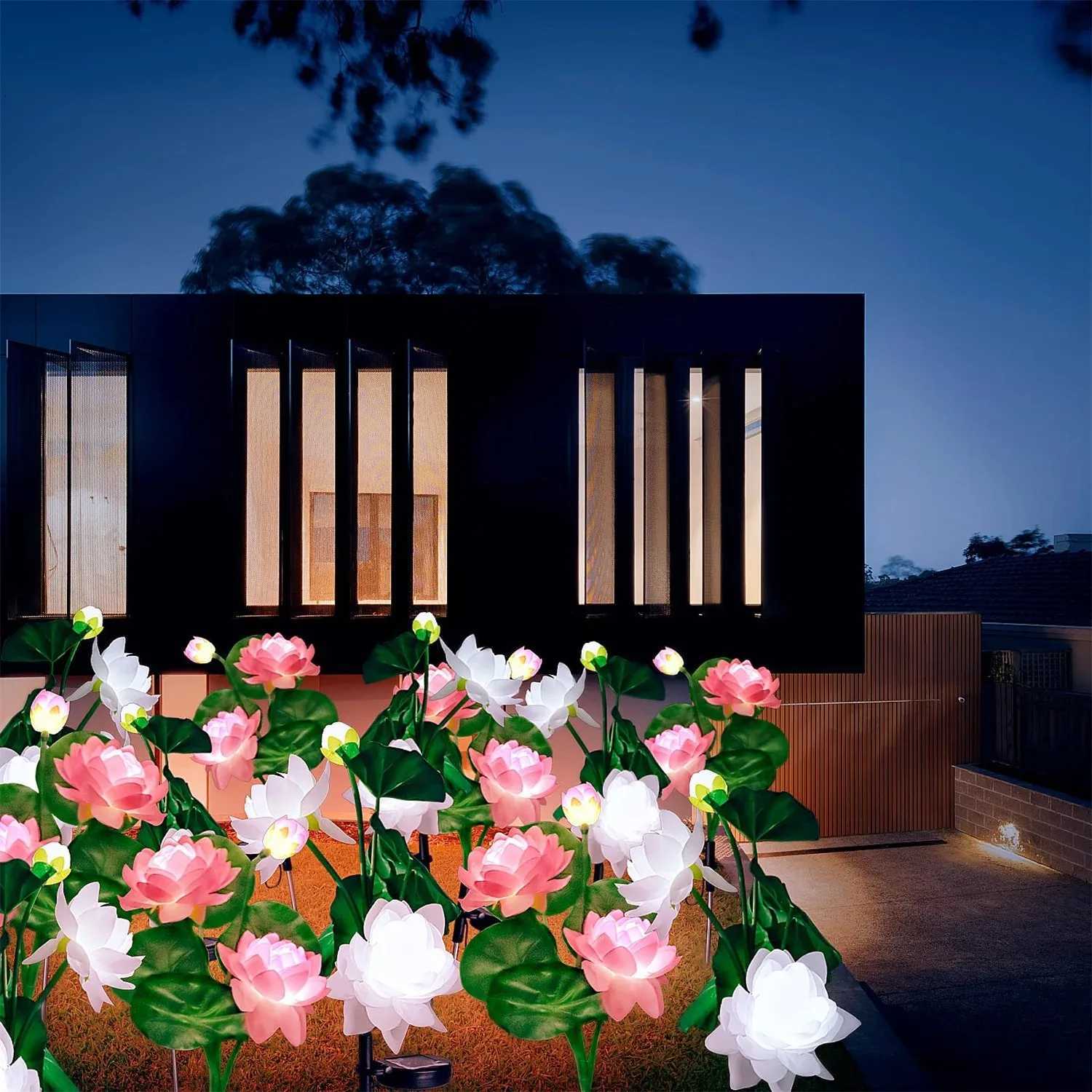 LED Solar Light Waterproof Lotus Solar Flowers Lamp Outdoor Decorative for Garden Yard Lawn Path Lighting Holiday Wedding Decor XJ250710