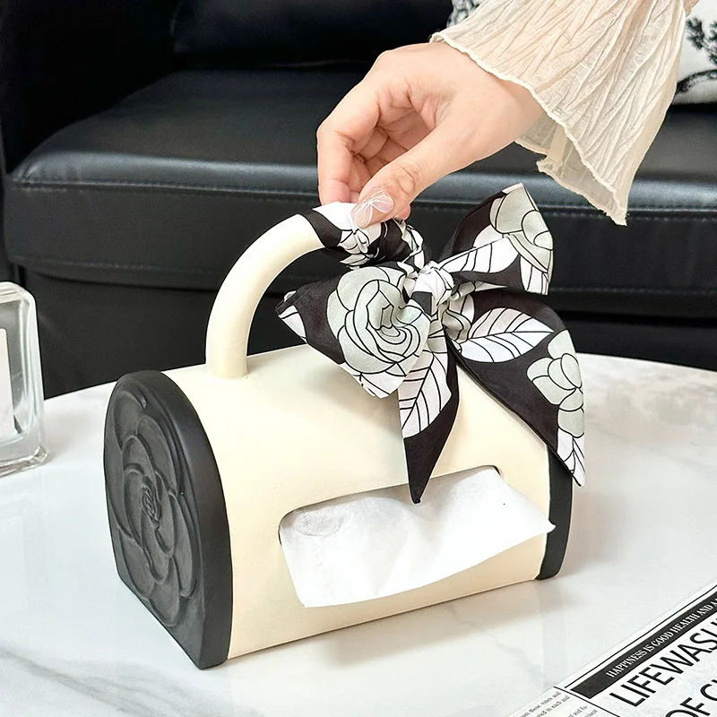 Handbag Ceramic Tissue Box Dopamine Decor Coffee Table Organizer Luxury Living Room Accessories with Creative Design R250723
