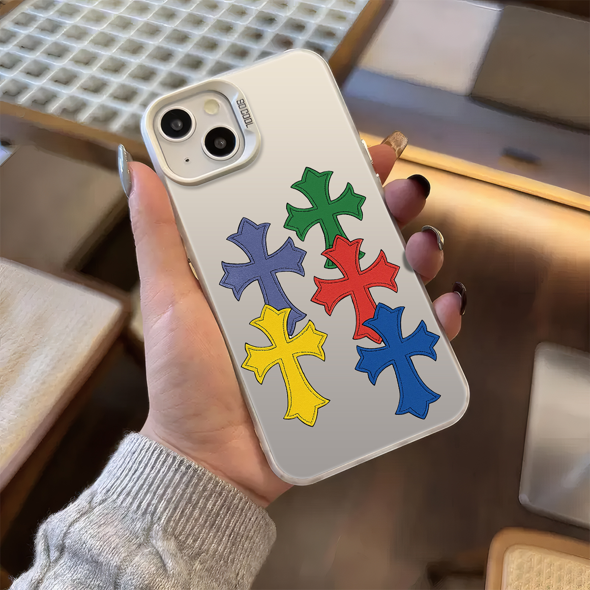 Colorful Crosses Set pattern phone case for iPhone 16/16 Pro/16 Plus/16 Pro Max 15/14/13/12/11/x/xs/xr/xs max,Members Day