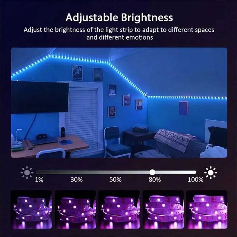5050 Bluetooth APP Control LED Strip Light RGB WIFI Flexible Diode Decoration for Festival Party TV Desk Bedroom XJ250710