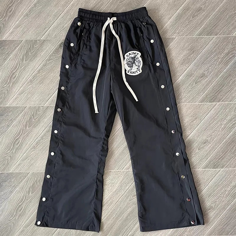 Saint Vanity Embroidered Zipper Snap Button Casual Sporty Windbreaker Track Suit Set with Pants Streetwear Fashion 250709