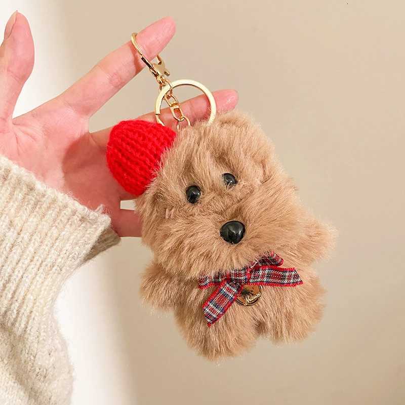 Creative Plush Pendant Soft Cute Puppy Keychain Cartoon Bag Hanging Decoration Car Key Holder Charm Keyring 1 piece 222