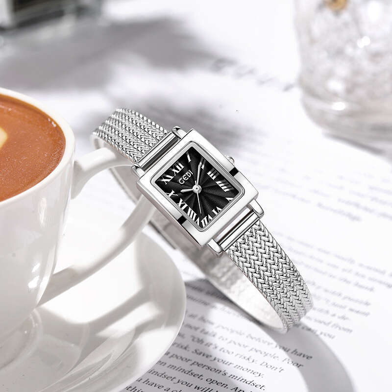 DHgadgets High-Value Wheat Ear Gold for Women, Compact and Exquisite Small Square Watch, Niche High-End Feel Women's Quartz Watch