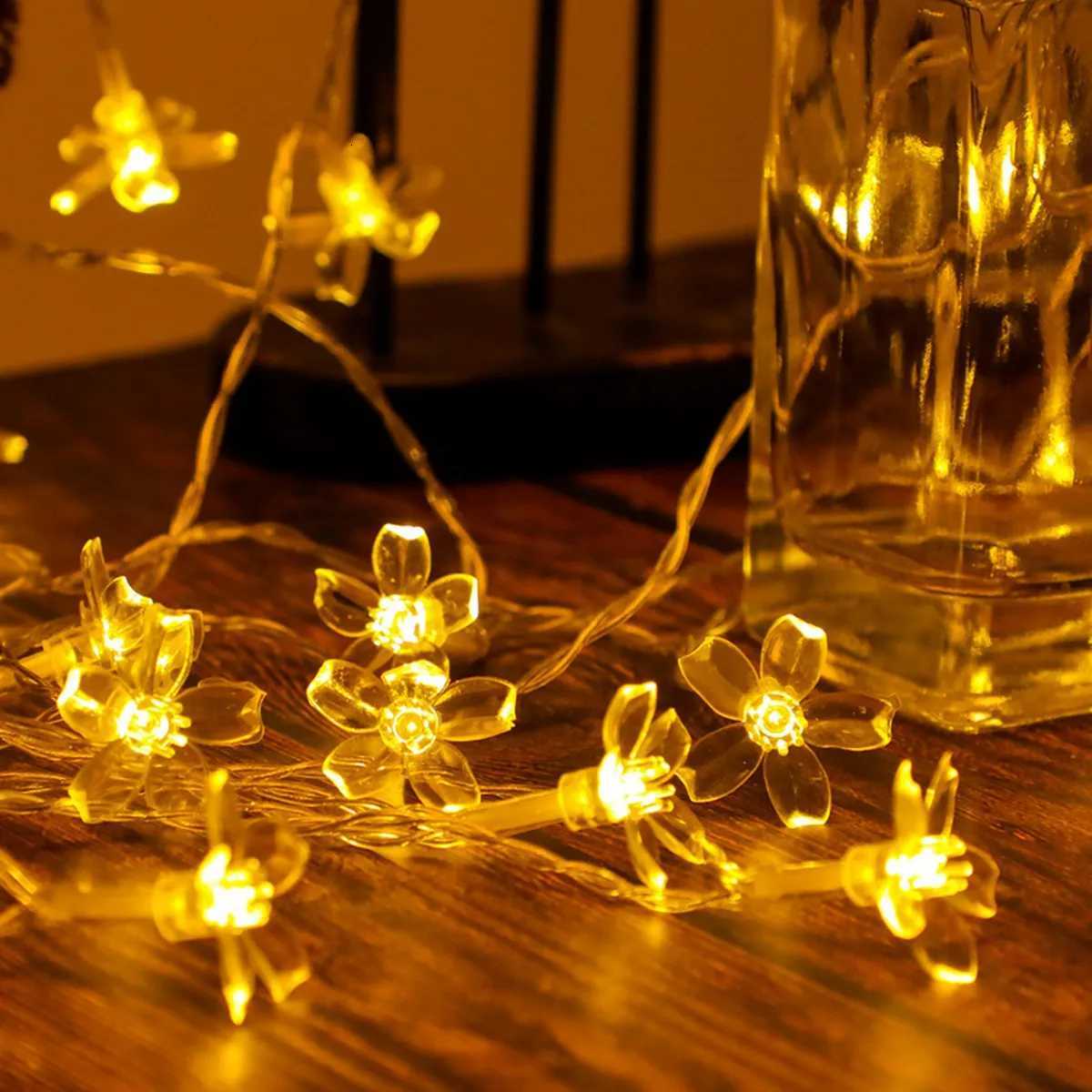 1PC Flower Fairy Lights Battery Operated String Lights Waterproof 10/20/30/40 LED Cherry Blossom Lights For Party Wedding Decor XJ250710