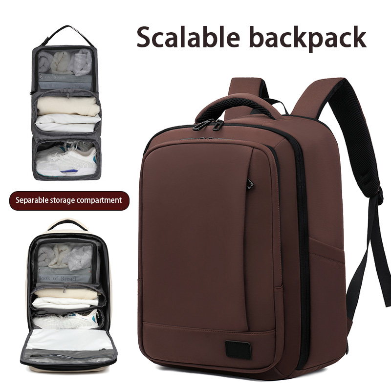 Multi-functional backpack with detachable storage compartments. Practical backpack for travel and commuting.