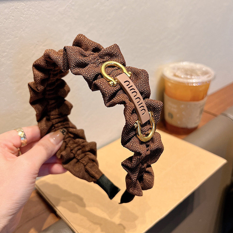 French Lace Headband for Girls Sweet Temperament High-end Pleated Hairband Wide Edge Versatile High Skull Top Pressure Hair Clip 250711