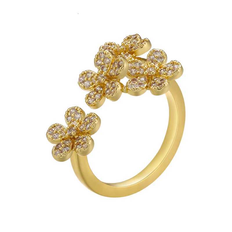 ZHUKOU romantic flower rings for women Cute delicate Women rings modern minimalist opening rings Christmas gift wholesale V1 Y250711