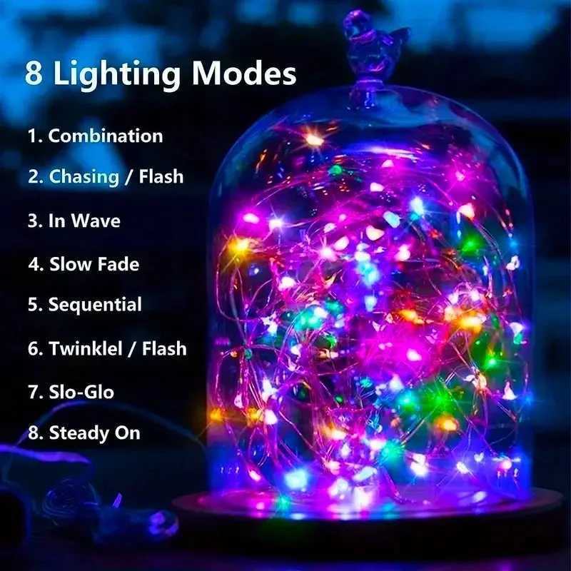 8 Modes Waterproof Solar Garden Lights String Lights with Wire for Patio Yard Trees Christmas Party XJ250710
