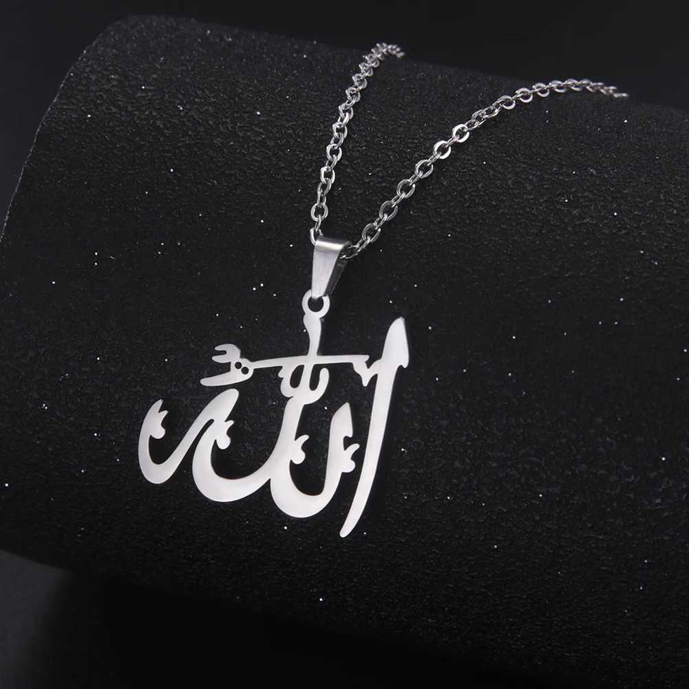Lucktune Arabic God Allah Pendant Necklace Stainless Steel Islamic Muslim Choker Chain Necklace for Women and Men Classic Jewelry Gift W250710