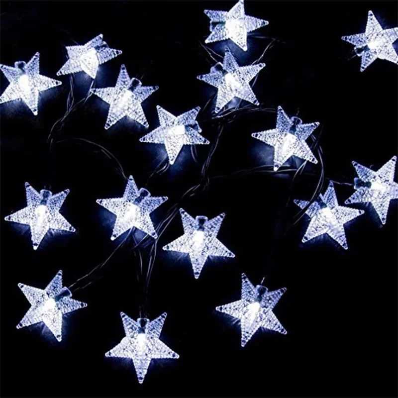 5/7/12M Outdoor Solar Holiday Garland Lamp LED Star String Lights for Garden Christmas Tree Wedding Party Balcony Decoration XJ250710