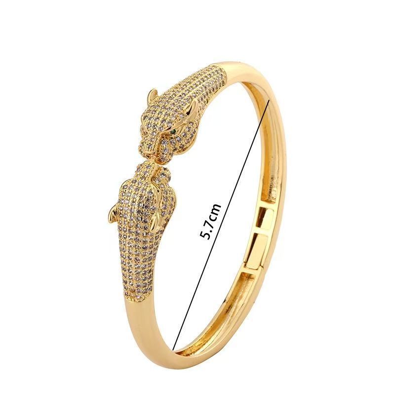 Fashion Animal Leopard Bracelet Creative Hip Hop Personalized Micro Inlaid Zircon Open Women's Bracelet250711