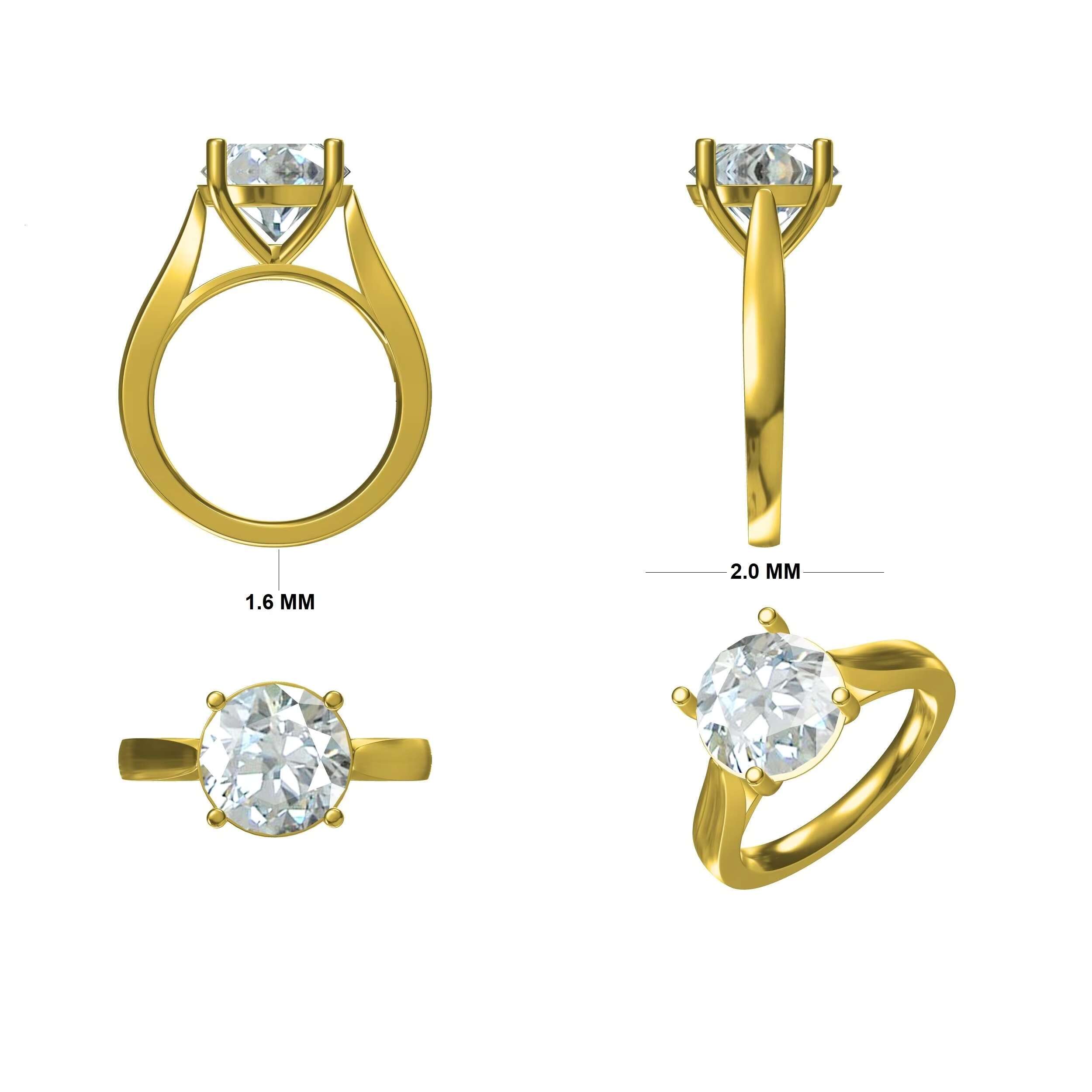 Elegant 1.00Ct to 6.00Ct Oval Shape Lab-Created Diamond Moissanite Solitaire Ring in Gold Silver Wholesale OEM