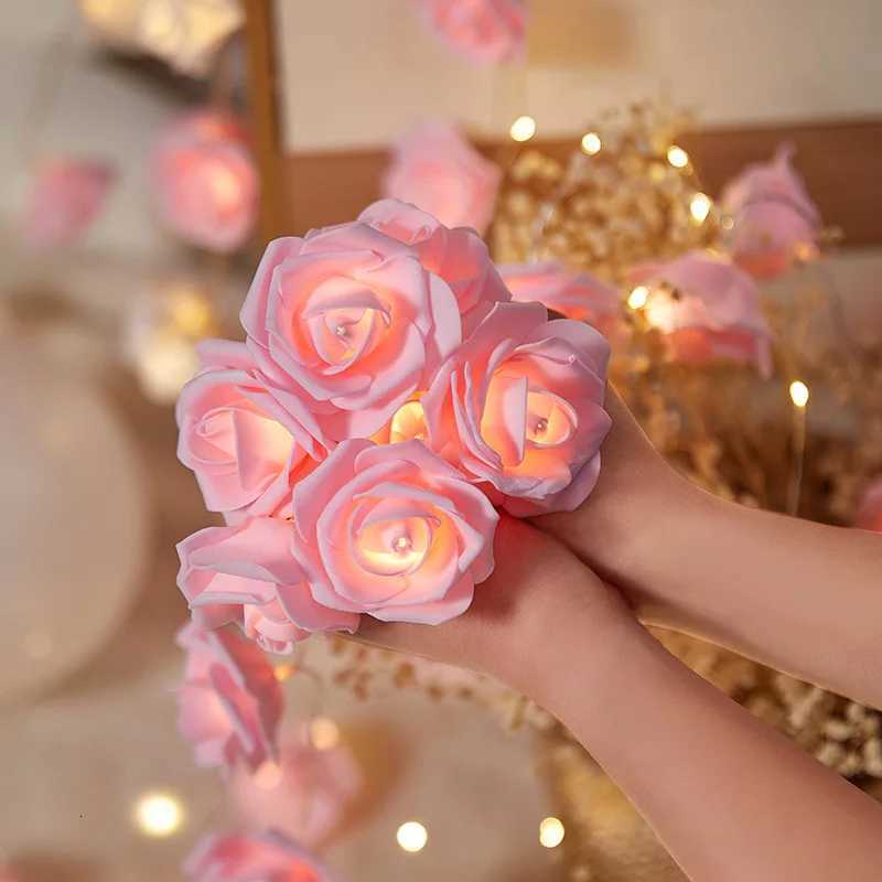 1.5/3m Rose String Lights Battery Operated Flower Garland Fairy Lights Valentine Wedding Party Decoration Christmas Lights XJ250710