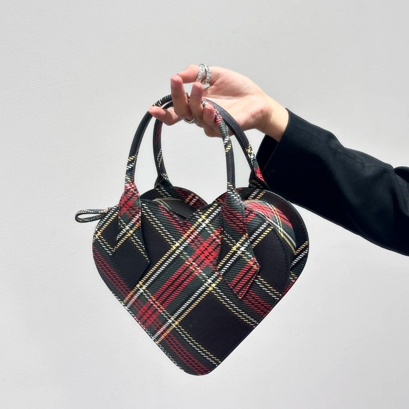 Retro Colorful Checkered Heart Bags Trendy Purse Hobo Bag Ladies Tote